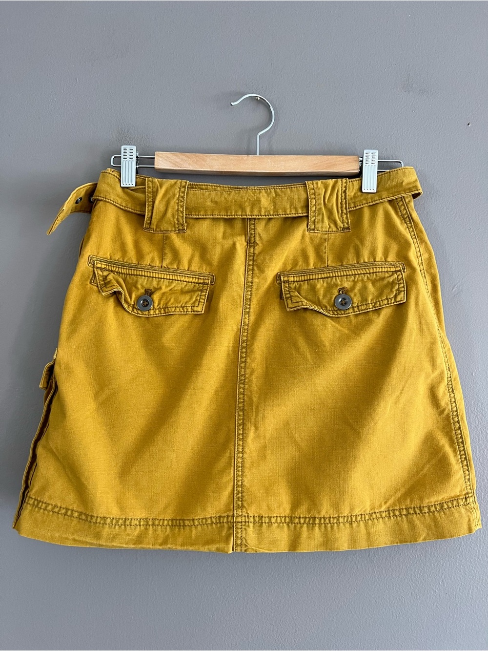Free People Erika Utility Cargo Mini Skirt size 4 Canteen Green Y2K Cotton - Picture 3 of 12